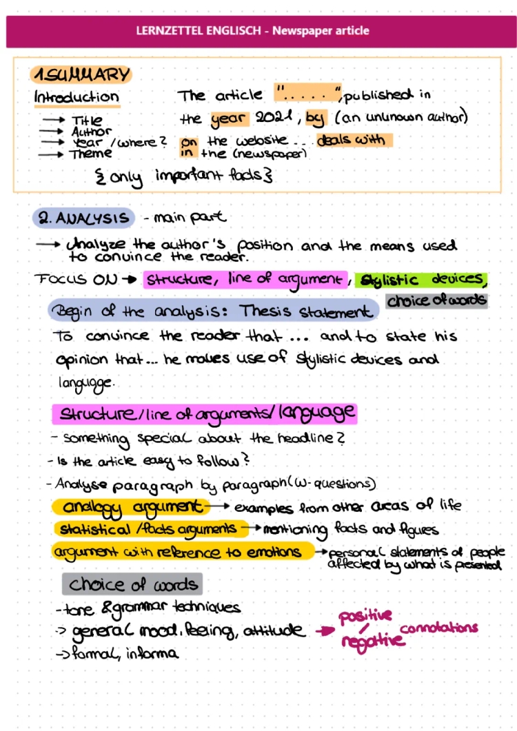 Newspaper Article Analysis Example PDF - Easy for Kids!