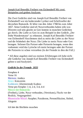 Interpretation von Eichendorff-Gedichten: Abend und Abschied 1837 Analyse