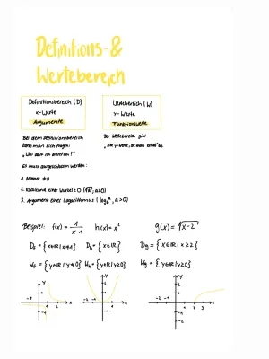 Definitions- und Wertebereich: Beispiele und Übungen für lineare und quadratische Funktionen