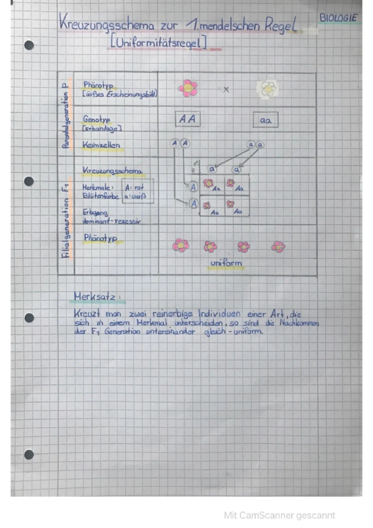 Einfache Erklärung der Mendelschen Regeln: 1., 2. und 3. mendelsche Regel mit Lösungen