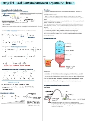 Einfache Zusammenfassung und Übungen zu Organischer Chemie Reaktionsmechanismen