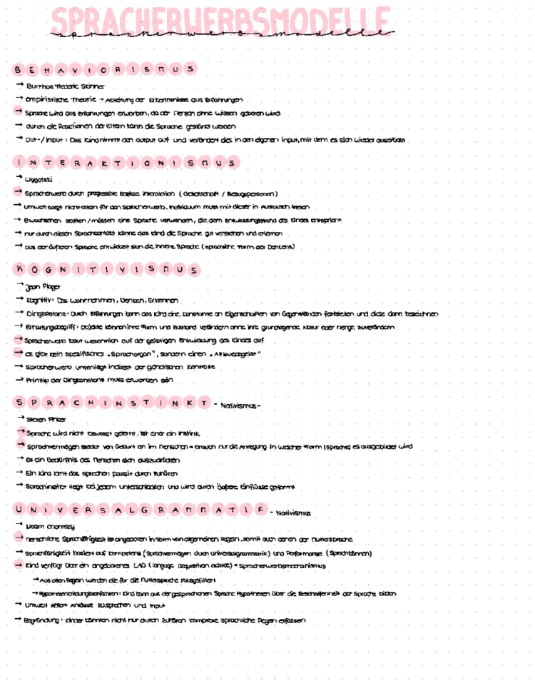 Spracherwerbstheorien PDF: Nativismus, Kognitivismus und Interaktionismus einfach erklärt