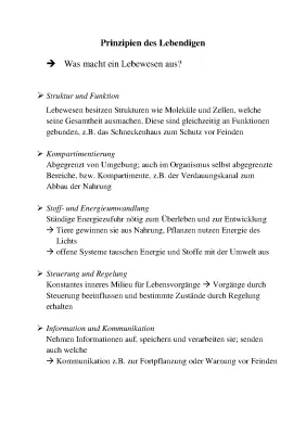 Kennzeichen des Lebens: Arbeitsblatt (PDF) für Klasse 5 - Zellen, Tiere und Ökosysteme