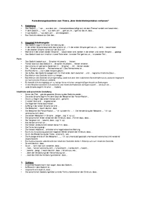 Formulierungshilfen Gedichtanalyse PDF - Aufbau, Beispiele und Checklisten für die Oberstufe und 6. Klasse