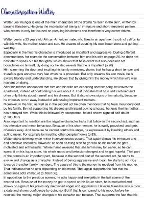 Wie wird Walter in A Raisin in the Sun charakterisiert? Ist Walter ein sympathischer Charakter?
