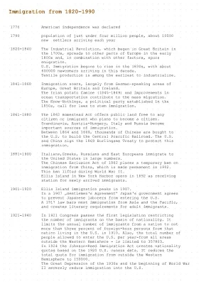 Immigration from 1820-1990