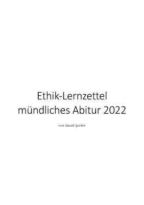 Ethik Abitur Hessen 2024: Lernzettel für mündliches Abitur