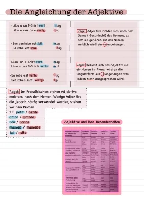 Adjektive Französisch: Liste und Übungen zur Angleichung