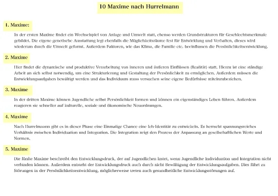 Die 10 Maxime von Hurrelmann: Zusammenfassung und PDF