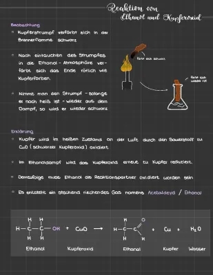 Oxidation von Ethanol mit Kupferoxid: Grüne und Blaue Flammen