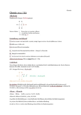 Alkohole Chemie Liste und Strukturformel Tabelle, Funktionelle Gruppen Übersicht PDF, Estersynthese Versuch und Veresterung Beispiel