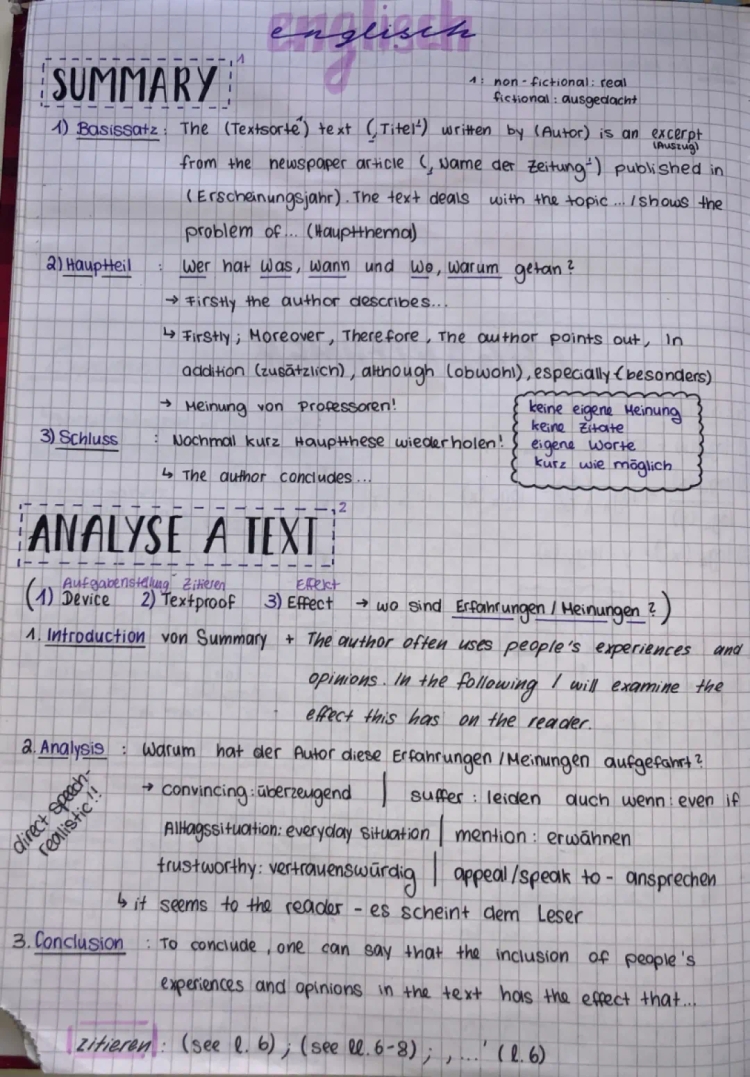 Kostenlose Keyword Analyse & Cartoon Analyse Formulierungshilfen