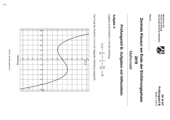 Zentrale Klausur EF NRW Mathe 2019 Lösungen und PDF