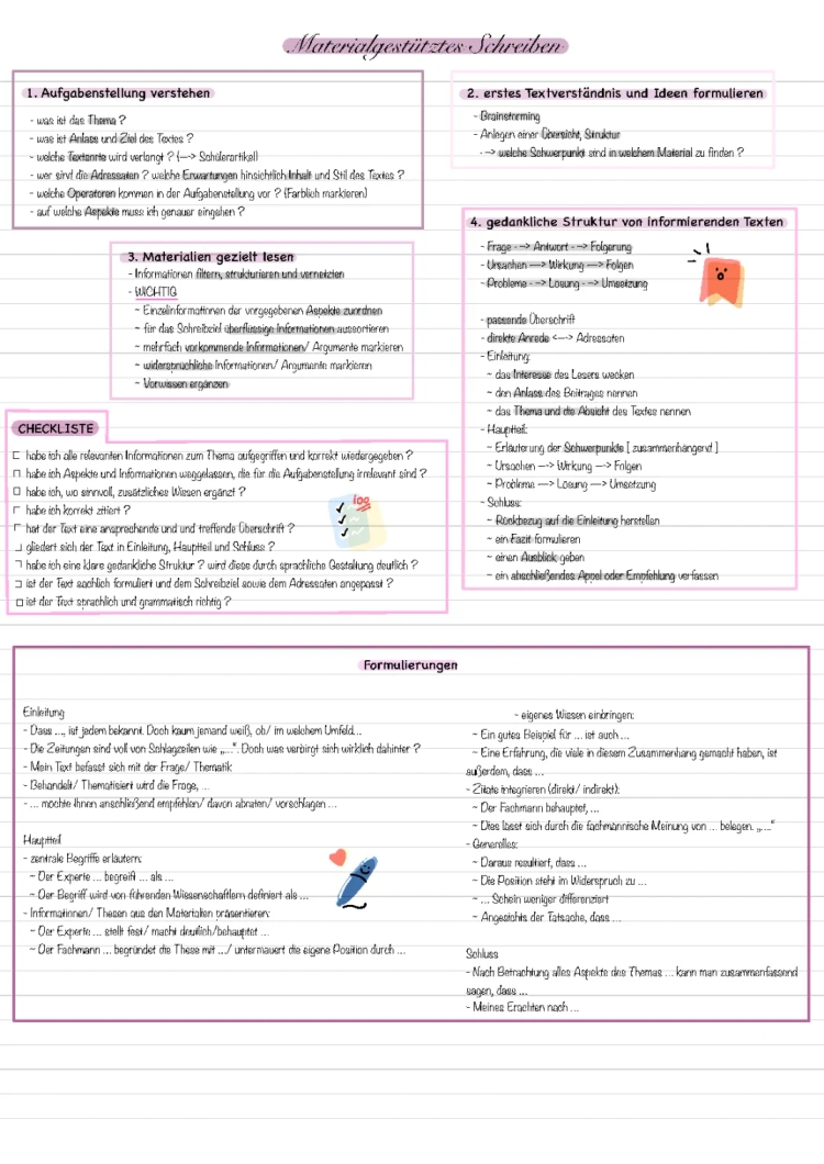 Materialgestütztes Schreiben: Klausur mit Lösung und Übungen für Klasse 8 und 10