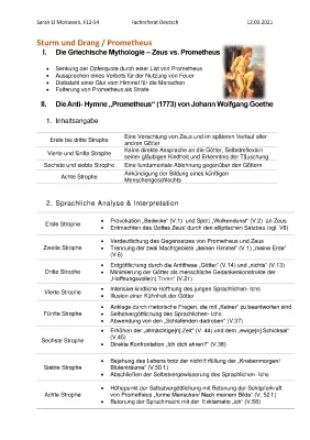 Prometheus Gedicht Analyse - Musterlösung, PDF Text und Interpretation (Sturm und Drang)