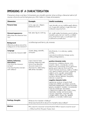 Apprendre la caractérisation des personnages : directes, indirectes et dimensions