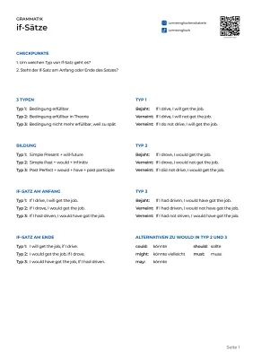 If-Clauses Typ 1, 2, 3 Übungen PDF mit Lösungen