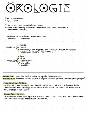 Ökologie Lernzettel: Toleranzkurve, RGT-Regel und Populationsökologie leicht erklärt!