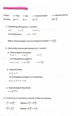 Kinematik Formelsammlung PDF: Leichte Formeln für Gleichförmige und Gleichmäßig Beschleunigte Bewegung