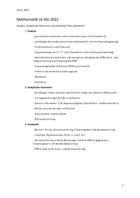 Mathe Abi Lernzettel PDF: Stochastik, Geometrie und Analytische Aufgaben