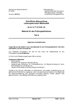 Mathe Abi 2018/19 Lösungen und Aufgaben PDFs