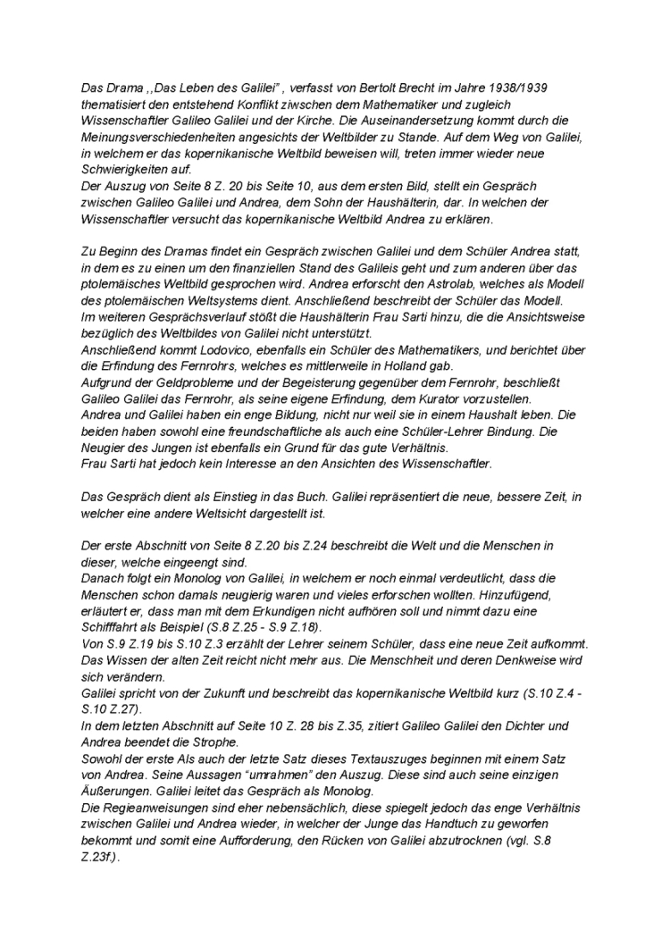 Leben des Galilei Zusammenfassung PDF: Bild 1, Bild 14 und mehr