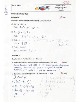 Integralrechnung und Stammfunktionen: Aufgaben und Lösungen für Schüler