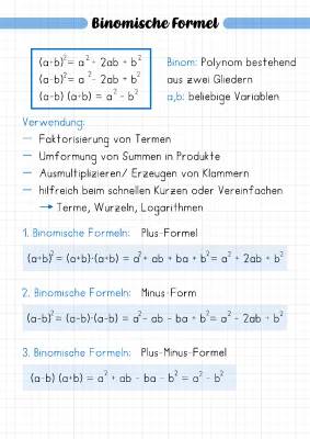 Binomische Formeln leicht gemacht: Rechner, Übungen und Beispiele