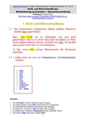 Groß- und Kleinschreibung & Getrennt- und Zusammenschreibung: Übungen mit Lösungen für Klassen 7-11