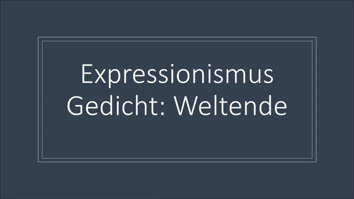 Gedichtanalyse Expressionismus Musterlösung: „Weltende“ von Jakob van Hoddis und andere berühmte Gedichte