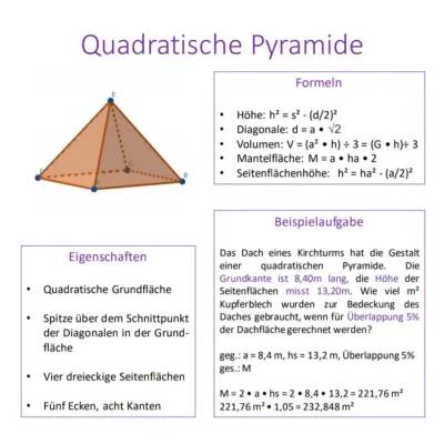 Geometrische Körper Übersicht PDF für die Grundschule – Formeln und Eigenschaften