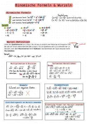 Binomische Formeln und Wurzeln: Übungen und Aufgaben PDF