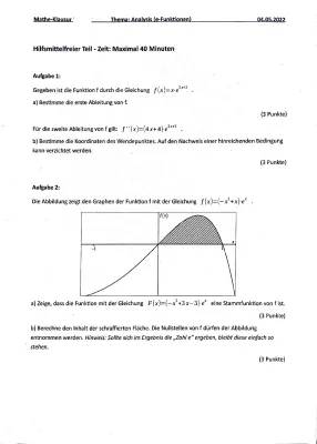 Mathe Klausur E-Funktionen PDF - Aufgaben & Lösungen für Klasse 10 und 11