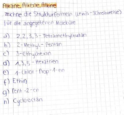 Coole Lewis-Formel Übungen und Alkane, Alkene, Alkine für Kids - PDF Downloads!