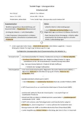 Die Soziale Frage: Lösungsansätze und Arbeiterbewegung in Deutschland
