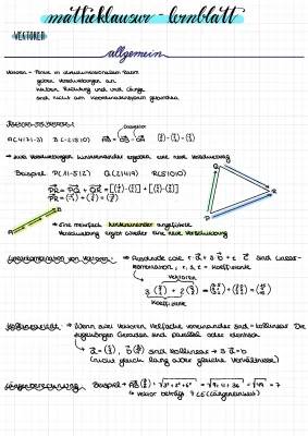 Vektoren Übungen und Zusammenfassung PDF für Abitur