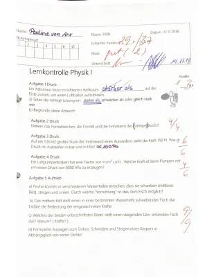 Physik Druck Aufgaben Klasse 8 und 9: Einheiten, Formeln und Tests