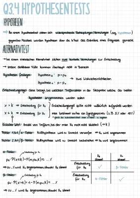 Hypothesentests und Lösungen: Linksseitig, Rechtsseitig & Fehler 1 und 2 mit PDF