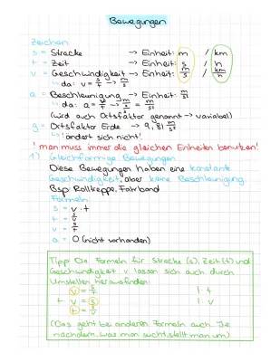 Physik Bewegungen: Gleichförmige und gleichmäßig beschleunigte Bewegung, Freier Fall, Waagerechter Wurf - Formeln, Beispiele und Übungen mit Lösungen