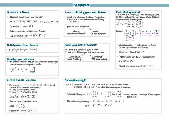 Analytische Geometrie Zusammenfassung PDF - Übersicht und Aufgaben