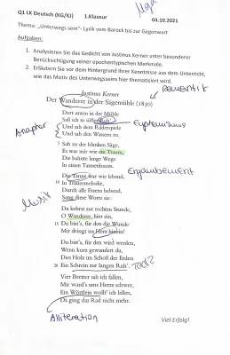 Gedicht Analyse: Wanderung von Justinus Kerner & Heimweh von Joseph von Eichendorff