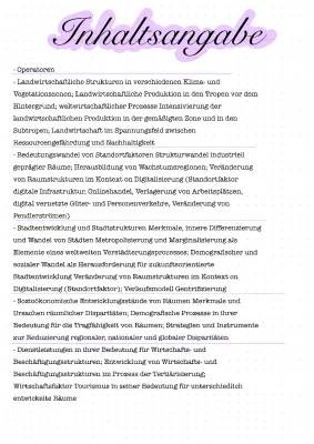 Erdkunde Klausuren Q1 & Q2: Landwirtschaft, Nachhaltigkeit und Stadtentwicklung