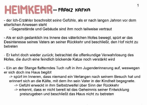 Heimkehr von Franz Kafka – Parabel Interpretation Beispiel und Lösung für Klasse 10