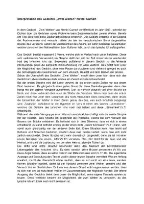 Zwei Welten Gedicht von Nevfel Cumart - Text und Analyse