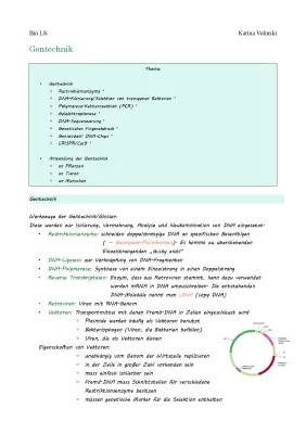 Biologie Lernzettel und Zusammenfassungen: Gentechnik, Ökologie und mehr für Abitur