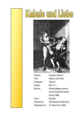 Kabale und Liebe Klassenarbeit und Materialien für die 10. Klasse - PDF