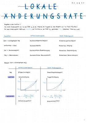 Lokale Änderungsrate und Mittlere Änderungsrate: Aufgaben, Beispiele und Lösungen