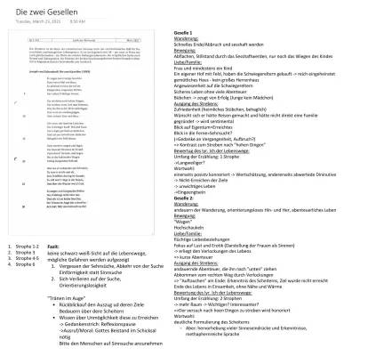 Die zwei Gesellen Analyse und Sprachliche Mittel - Joseph von Eichendorff Romantische Merkmale PDF