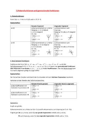 Ganzrationale Funktionen und Potenzfunktionen in der 10. Klasse Gymnasium