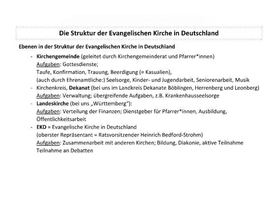 Hierarchie und Aufgaben der Evangelischen Kirche - Schaubild und Unterrichtsmaterial